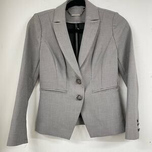 White House Black Market Plaid Cropped Fitted Blazer Jacket OP